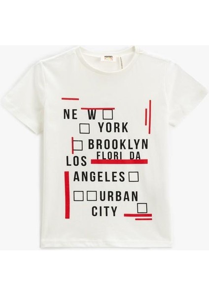 Baskılı Tişört Kısa Kollu Bisiklet Yaka Pamuklu
