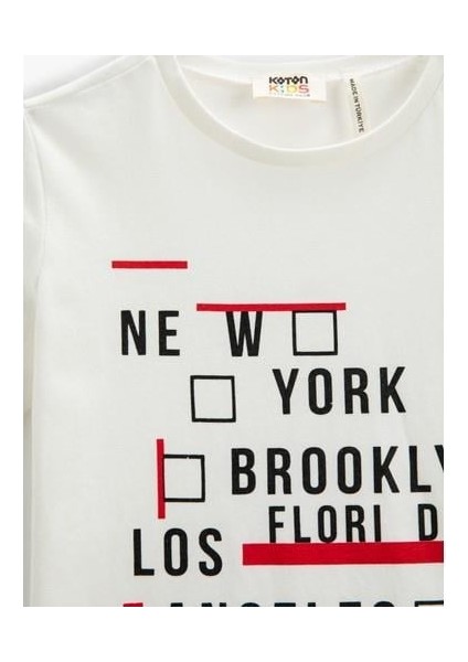 Baskılı Tişört Kısa Kollu Bisiklet Yaka Pamuklu