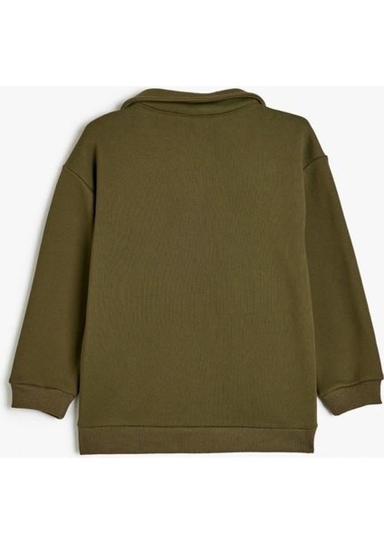 Polo Yaka Sweatshirt At Baskılı Uzun Kollu Şardonlu indirimleri