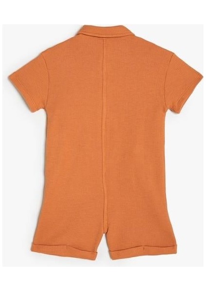 Kısa Tulum Dokulu Kaplan Aplikeli Düğme Detaylı Pamuklu indirimleri