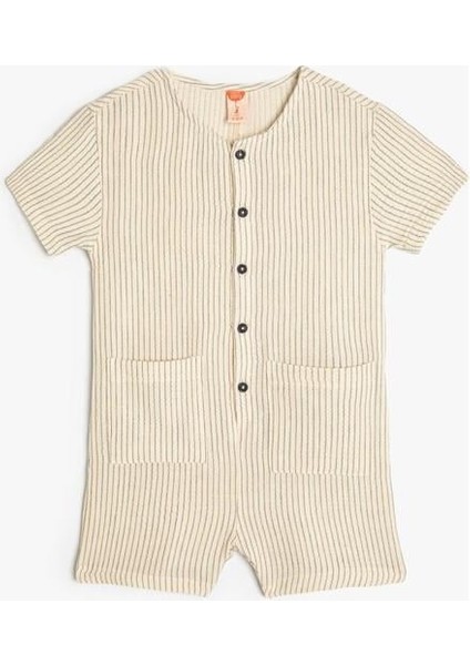 Tulum Bisiklet Yaka Kısa Kollu Pamuklu Düğme Detaylı fırsatları