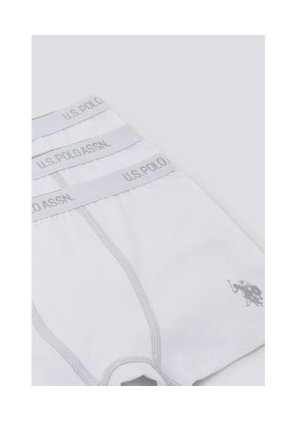 Plain Color Beyaz Erkek Çocuk 3'lü Boxer
