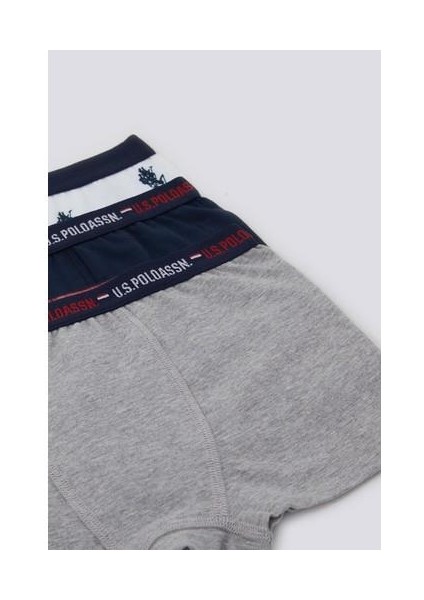 Emblem Detail Lacivert Erkek Çocuk 3'lü Boxer