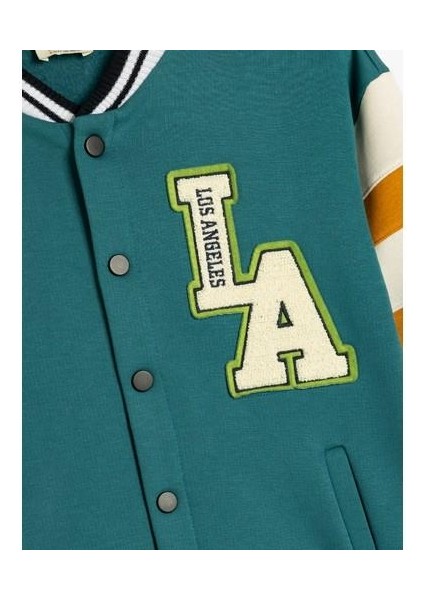 Kolej Bomber Ceket Aplike Detaylı Renk Kontrastlı