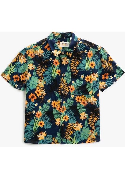 Kısa Kolu Gömlek Çiçekli Tek Cep Detaylı fırsatları