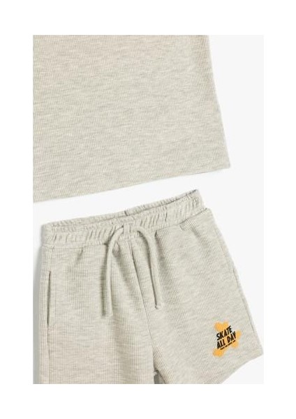 Baskı Detaylı 2'li Şort Atlet Takımı