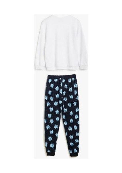 Pijama Takımı Fil Baskılı Uzun Kollu Bisiklet Yaka Pamuklu indirimleri