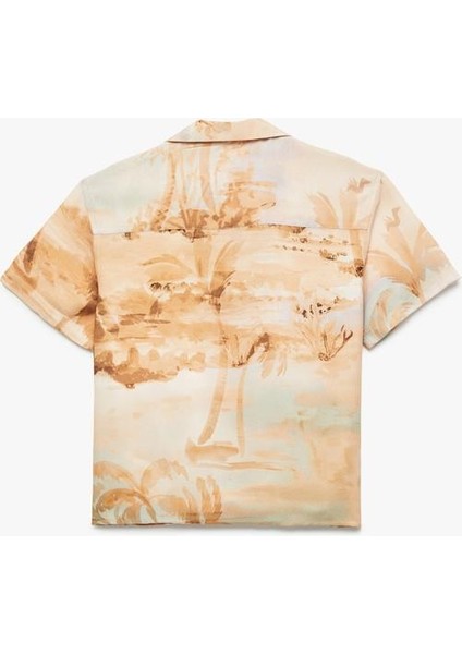 Desenli Düğmeli Kısa Kollu Viskon Gömlek indirimleri