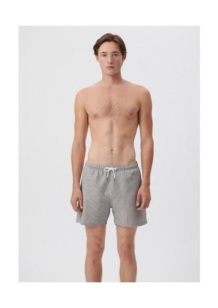 Çizgili Gri Kısa Deniz Şortu 0910235-70119