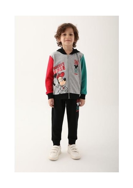 D4818-3 Erkek Çocuk Eşofman Takımı Gri Melanj