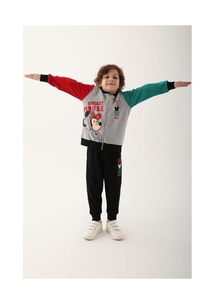 D4818-3 Erkek Çocuk Eşofman Takımı Gri Melanj