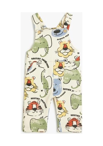 Askılı Uzun Tulum Salopet Hayvanlar Baskı Detaylı Şardonlu fırsatları