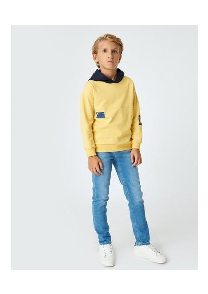 Kot Pantolon Ayarlanabilir Lastikli Pamuklu - Slim Jean