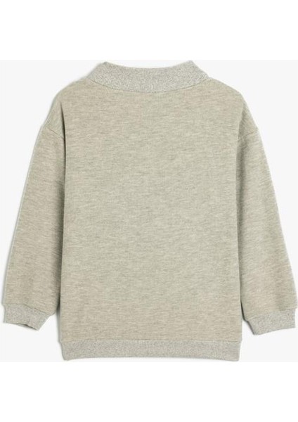 Sweatshirt Dik Yaka Yarım Fermuarlı Uzun Kollu Pamuklu fırsatları