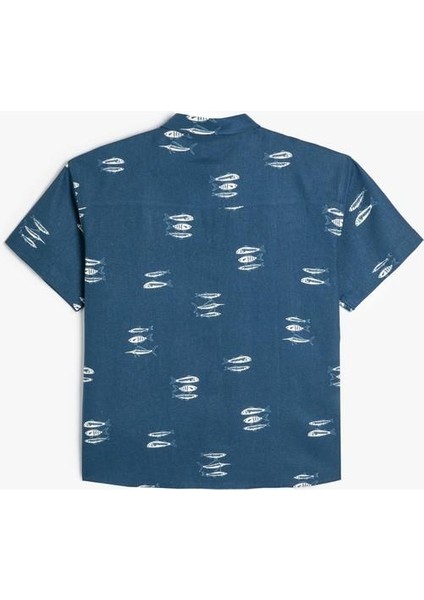 Oversize Gömlek Kısa Kollu Balık Desenli Tek Cepli indirimleri