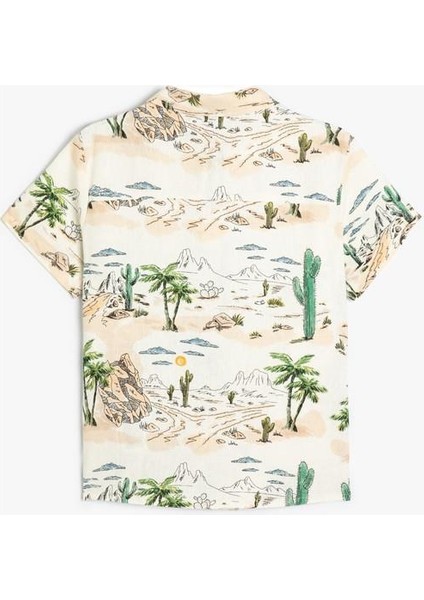 Gömlek Kısa Kollu Yaz Temalı Baskılı Cep Detaylı indirimleri