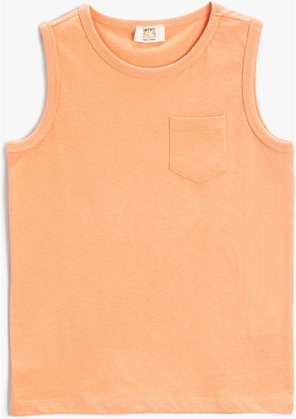 Erkek Çocuk Cep Detaylı Bisiklet Yaka Atlet Pamuklu