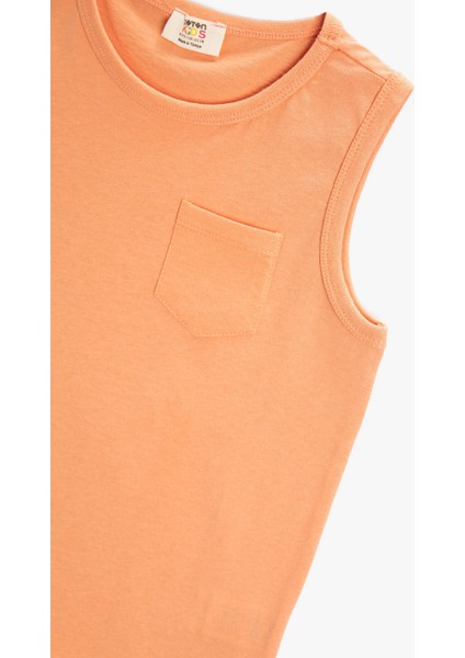 Erkek Çocuk Cep Detaylı Bisiklet Yaka Atlet Pamuklu modelleri