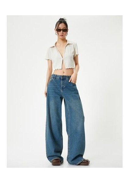 Crop Polo Tişört Kısa Kollu Slim Fit