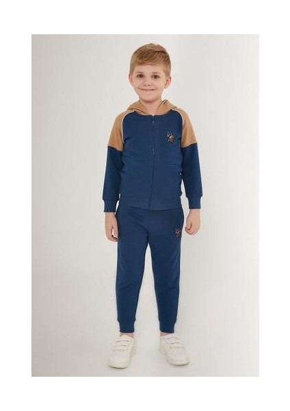 Zipper Koyu Mavi Erkek Çocuk Eşofman Takımı