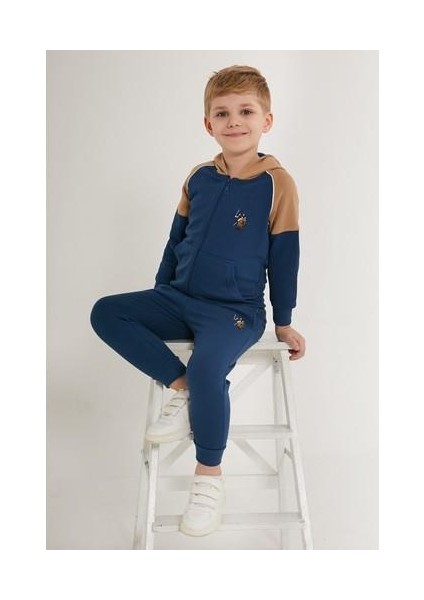 Zipper Koyu Mavi Erkek Çocuk Eşofman Takımı