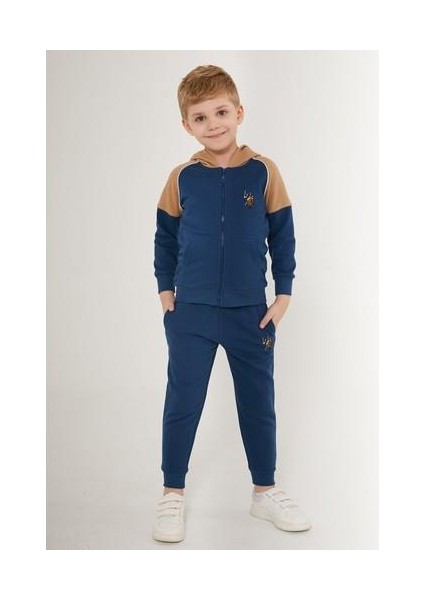 Zipper Koyu Mavi Erkek Çocuk Eşofman Takımı