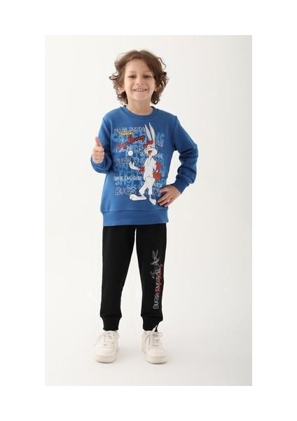 Saks Mavi Erkek Çocuk Eşofman Takımı