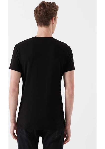 Erkek V Yaka Streç Siyah Basic Tişört 061748-900 fiyatları