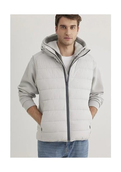 Erkek Gri M0110554-70074 Kapüşonlu Yelek