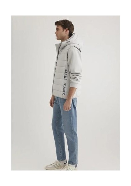 Erkek Gri M0110554-70074 Kapüşonlu Yelek