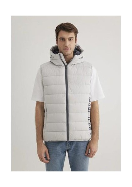 Erkek Gri M0110554-70074 Kapüşonlu Yelek