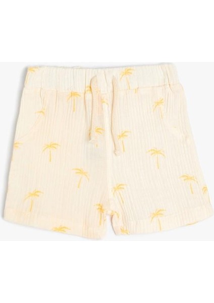 Şort Palmiye Baskılı Dokulu Pamuklu fırsatları