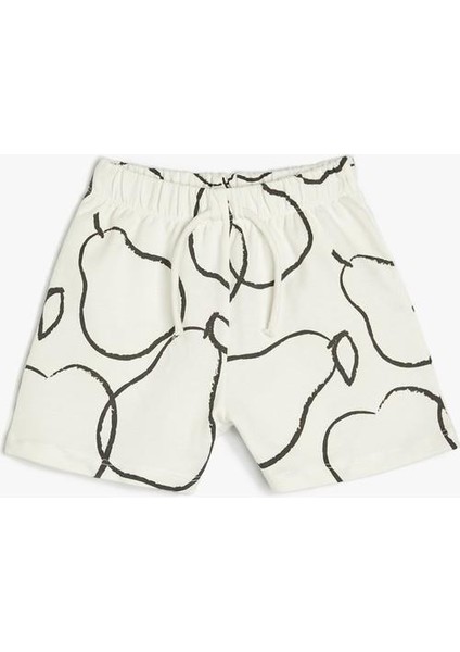 Şort Beli Bağlamalı Lastikli Baskı Detaylı Pamuklu fırsatları