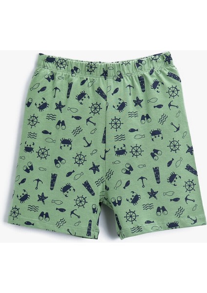 Baskılı Şort Pamuklu