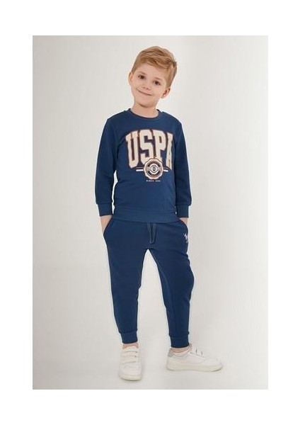 Inclined Line Koyu Mavi Erkek Çocuk Eşofman Takımı