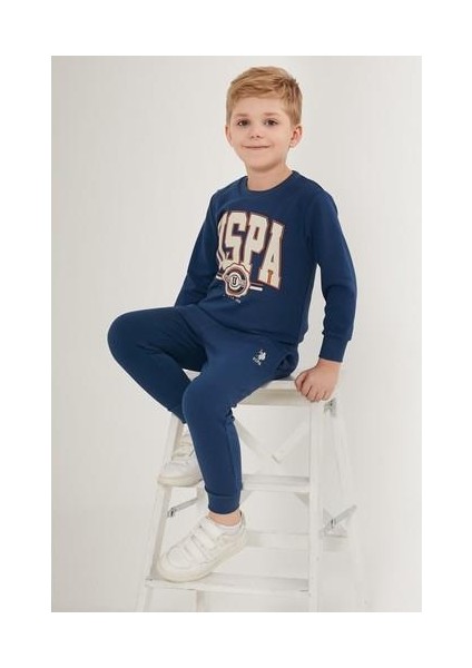 Inclined Line Koyu Mavi Erkek Çocuk Eşofman Takımı