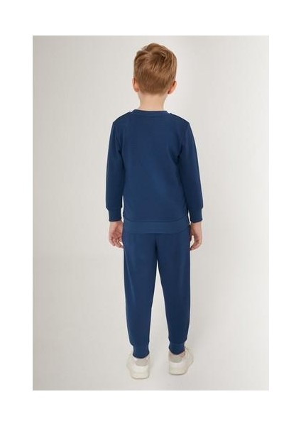 Inclined Line Koyu Mavi Erkek Çocuk Eşofman Takımı