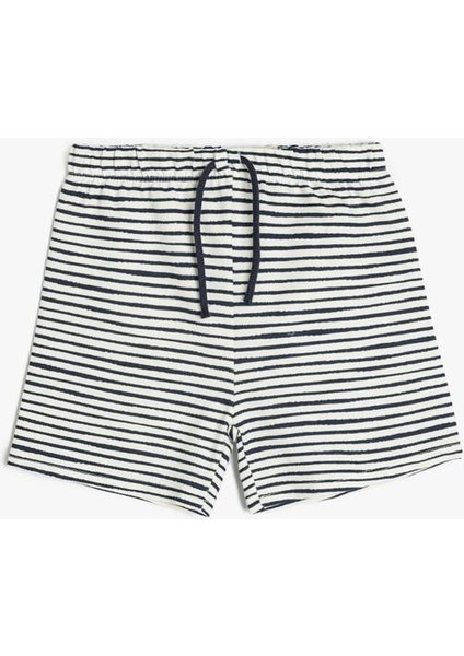 Çizgili Pamuklu Beli Bağlamalı Şort fırsatları