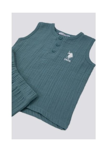 Blue Yeşil Bebek Sıfır Kol T-shirt Takım