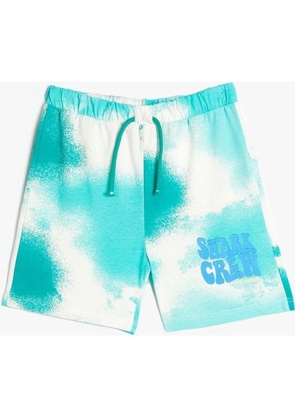 Şort Cepli Beli Bağlamalı Batik Desenli Pamuklu fırsatları