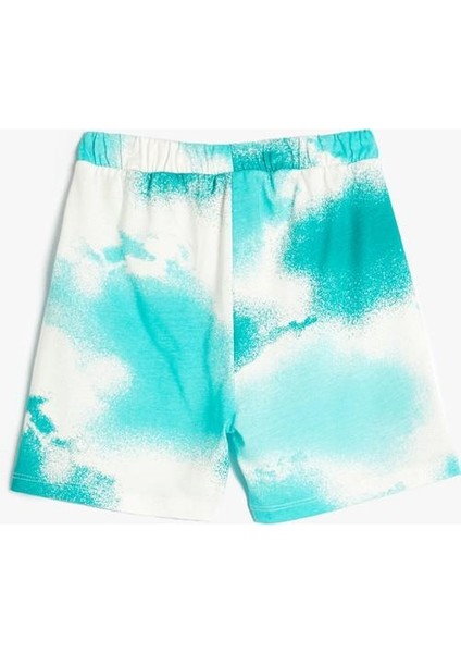 Şort Cepli Beli Bağlamalı Batik Desenli Pamuklu indirimleri