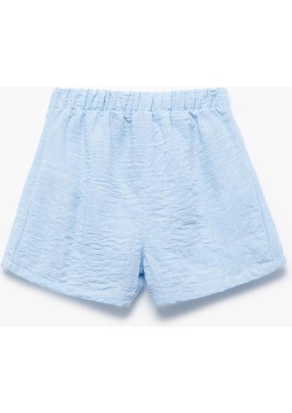 Pile Detaylı Beli Lastikli Dokulu Mini Şort indirimleri