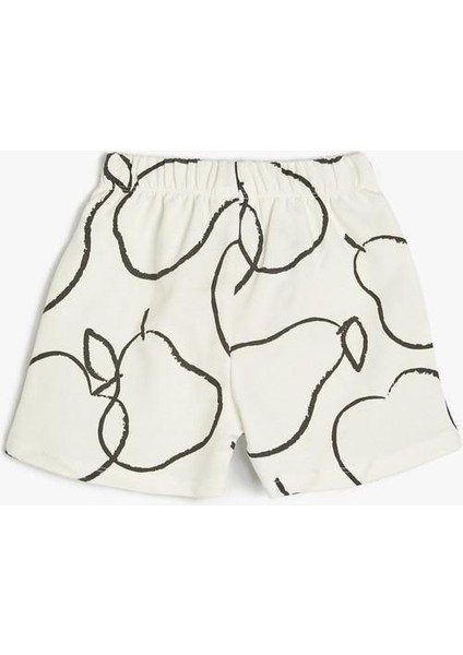 Şort Beli Bağlamalı Lastikli Baskı Detaylı Pamuklu indirimleri