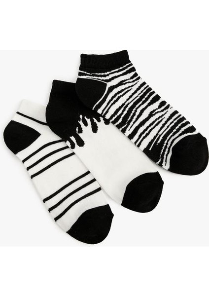 Zebra Desenli 3'lü Patik Çorap Seti fırsatları