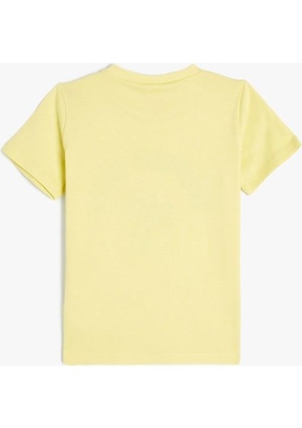 Tişört Tropik Baskılı Kısa Kollu Bisiklet Yaka Pamuklu indirimleri
