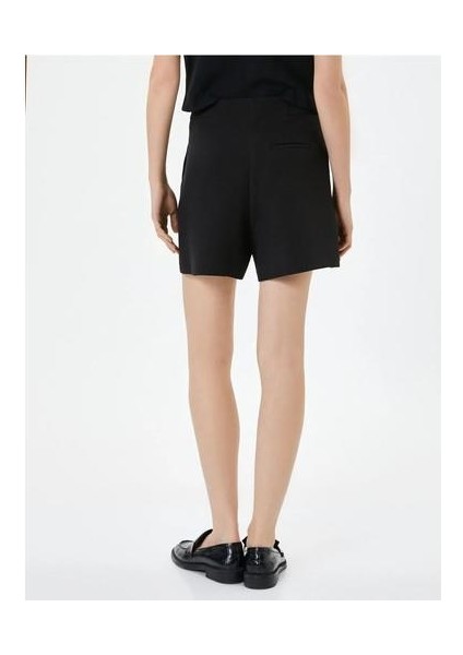 Mini Şort Gold Düğmeli Cepli Yüksek Bel 4SAK40019UW