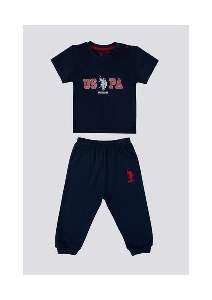 Logo Is Detailed Lacivert Bebek T-shirt Takım