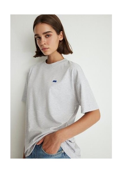 Bisiklet Yaka Basic Gri Tişört 1612188-80196