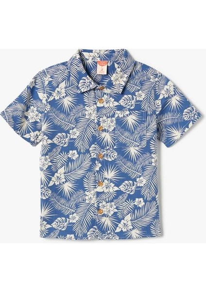 Gömlek Kısa Kollu Pamuklu Tropik Baskılı fırsatları