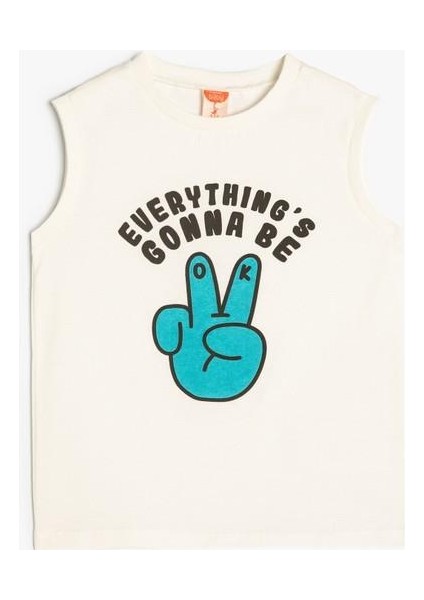 Atlet Slogan Baskılı Bisiklet Yaka Kolsuz Pamuklu fırsatları